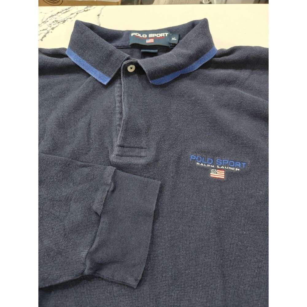 VTG Polo Ralph Lauren Polo Sport Blue Navy Long Sleeve Sz XL